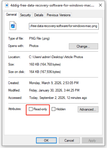 remove read only attribute