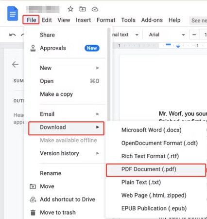 enregistrer le document en pdf après édition