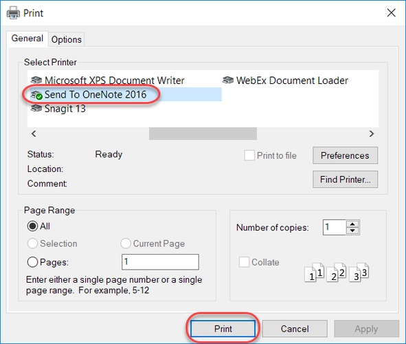 use send to onenote to fix onenote inserting document error