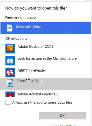 set defult rtf opener as libreoffice writer