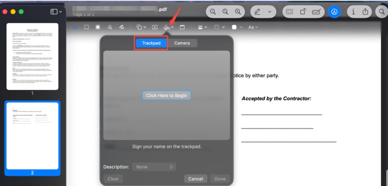 sign pdf in preview trackpad