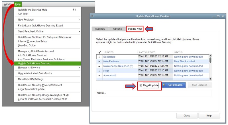 update quickbooks desktop to fix missing pdf component