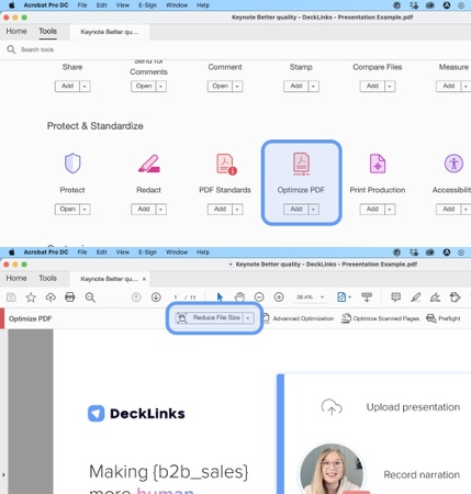 use acrobat pro to decrease pdf file size