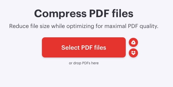 use ilovepdf to minimize pdf file size