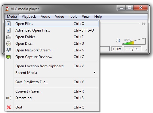 vlc open dat files
