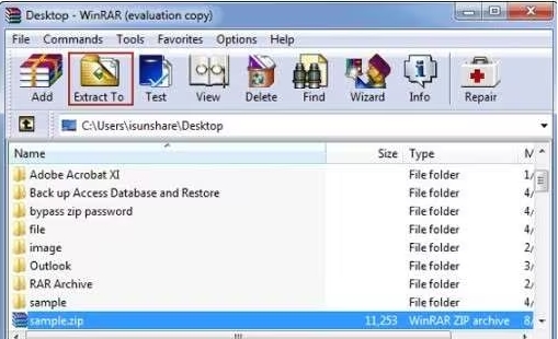 winrar sélectionner le fichier à ouvrir