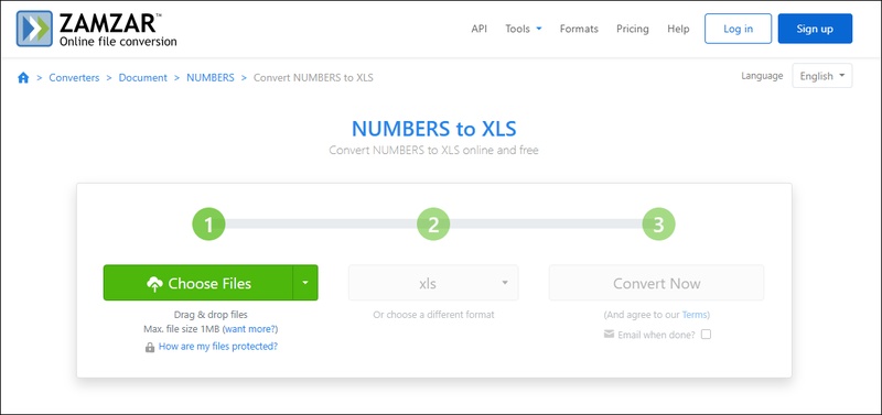 zamzar numbers to xls converter online