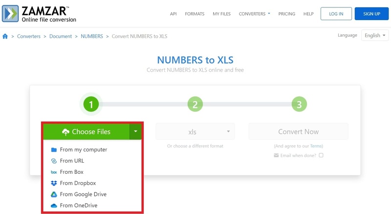 zamzar numbers to xls converter