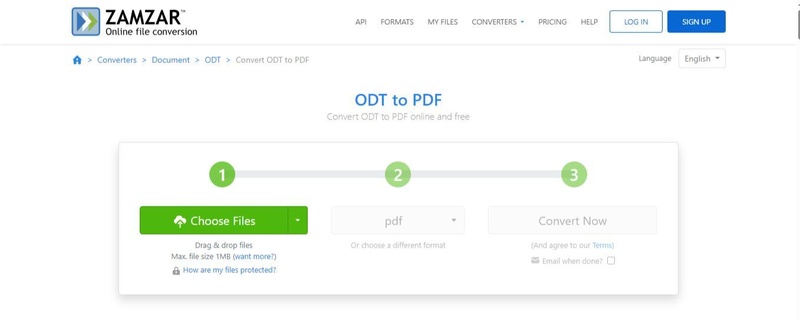 zamzar odt to pdf converter