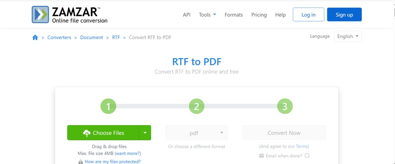 zamzar rtf to pdf converter