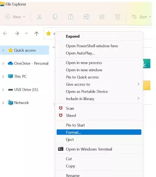 usb 드라이브 포맷하기