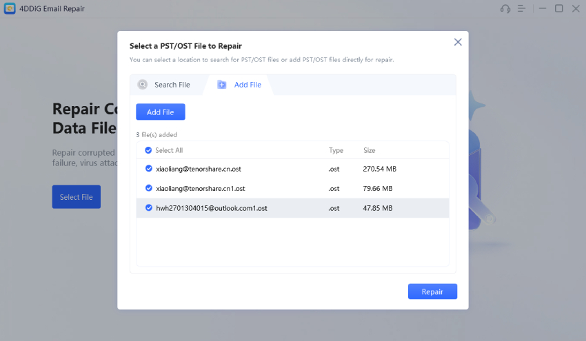  click to repair corrupted ost file