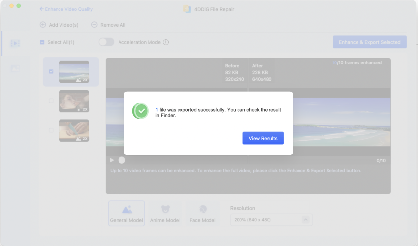 4ddig file repair mac - export enhanced video successfully