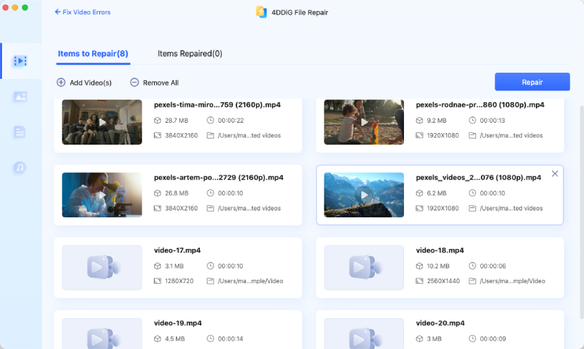 4ddig dosya onarımını kullanarak Mac'te oynatılmayan videoları düzeltme-2