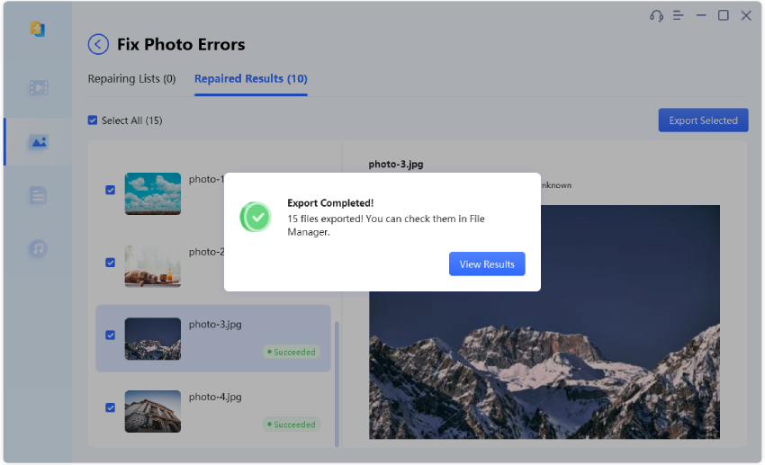 export repaired  files