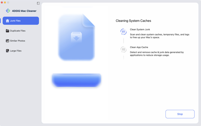 bereinigung von junk-dateien auf mac im fortschritt
