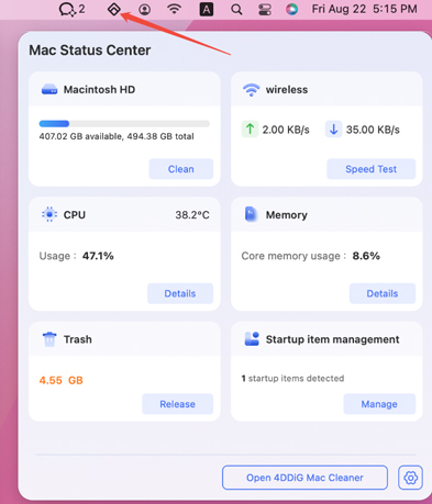 open mac status canter