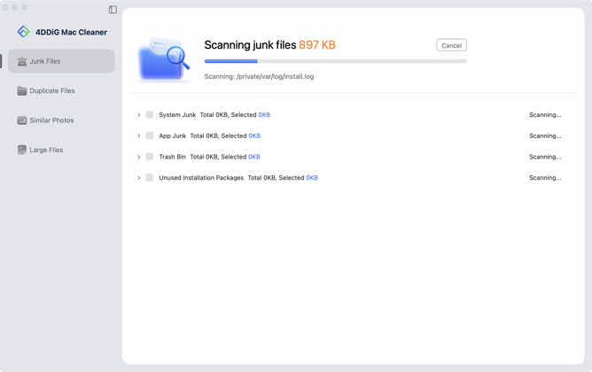scanning junk files on mac