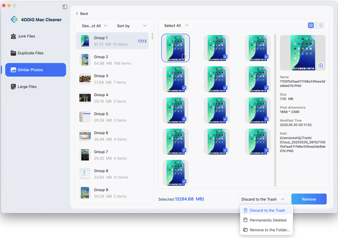 review and choose similar photos to remove