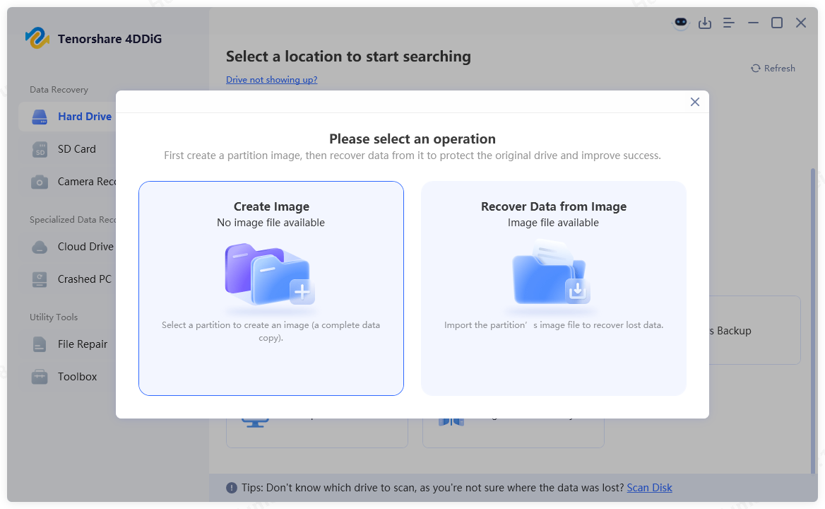 create or import image file