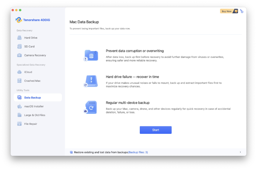 select data backup feature