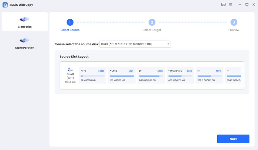 wählen Sie die Nintendo Switch-microSD-Karte als Quelllaufwerk aus