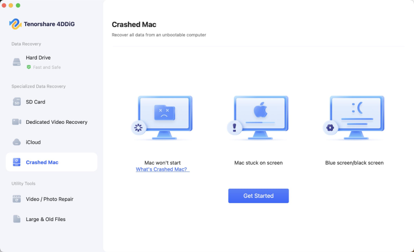 crashed mac recovery interface