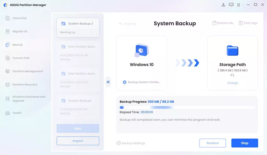 wait for system backup