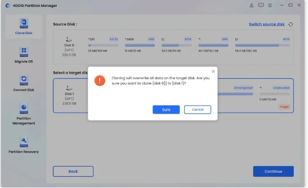  Cloning will overwrite data