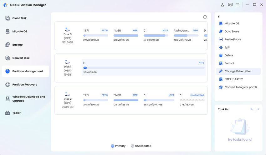change drive letter windows 10
