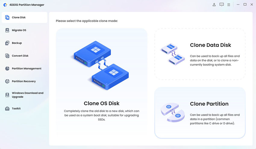 4ddig partition manager clone disk