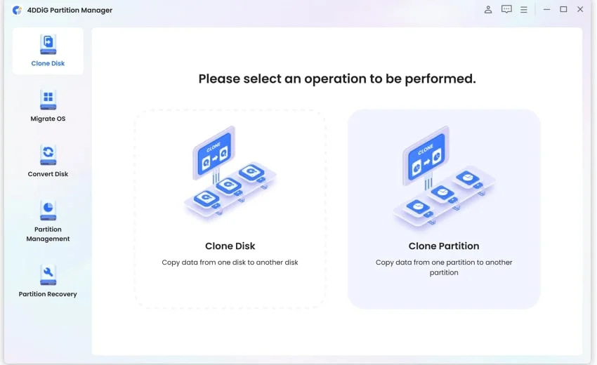 select Clone Partition