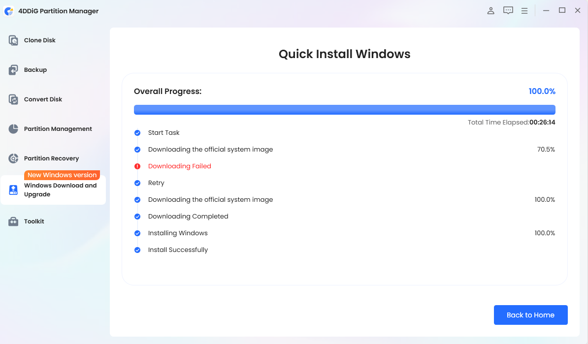 Installation erfolgreich abgeschlossen