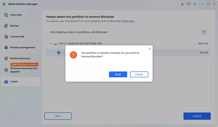 remove or unlock bitlocker