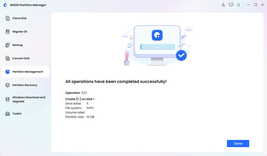 create partition successfully