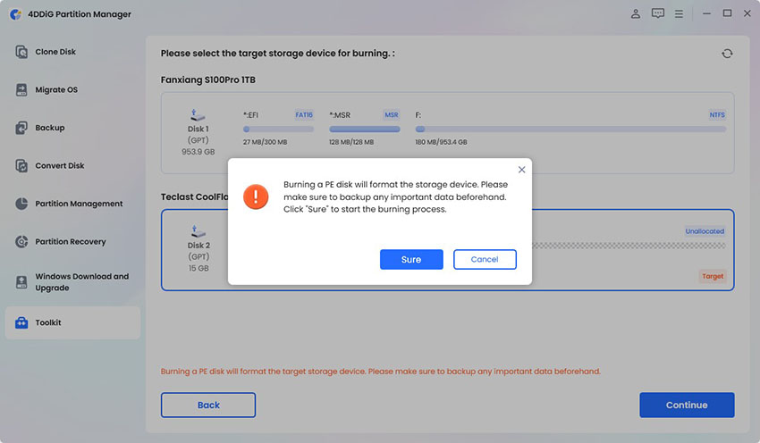confirm to create winpe