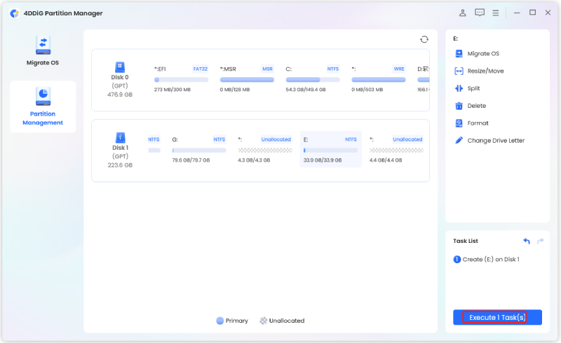 execute the partition creation operation