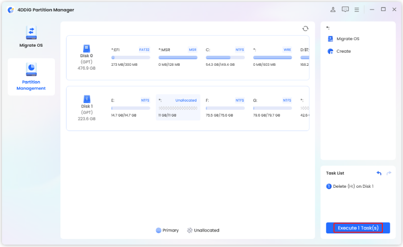 execute the partition deletion operation