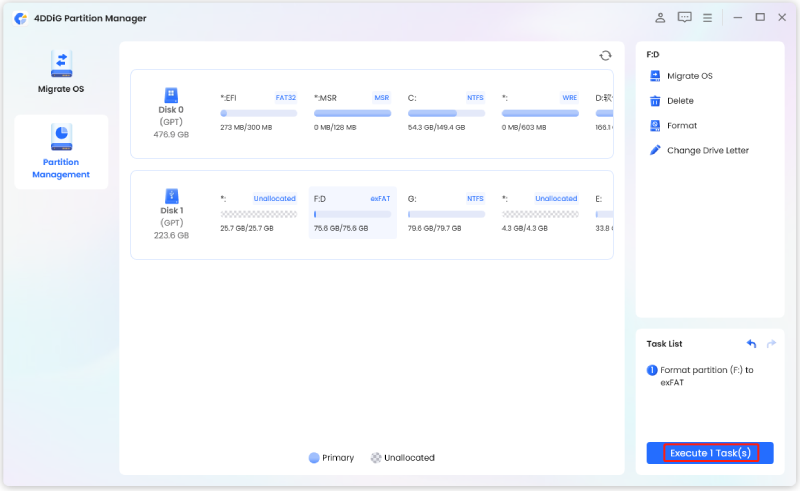 execute the partition formatting operation