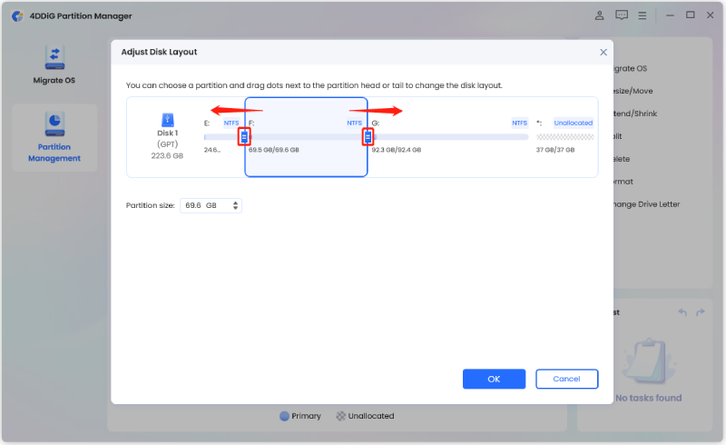 expand the size of the selected partition