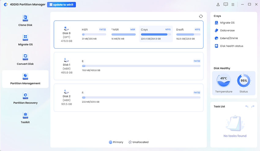 fix Windows update 0x80248014 with 4DDiG Partition Manager