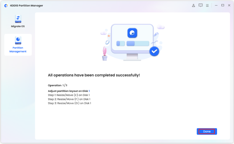 extend the partition successfully
