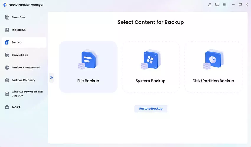choose File backup