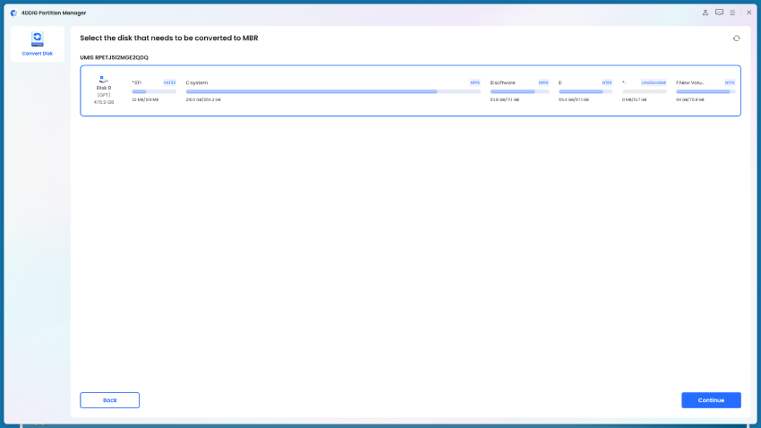el disco seleccionado es del estilo de partición gpt