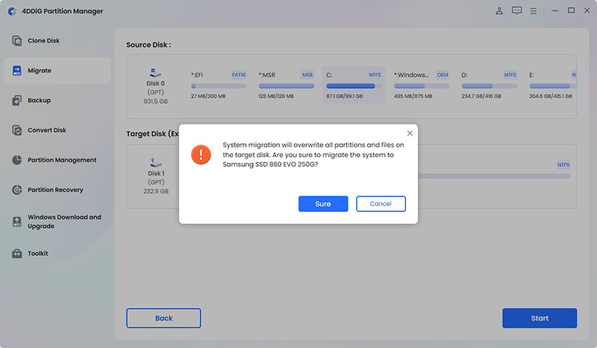migrating Widows 11 from HDD to SSD with 4DDiG Partition Manager