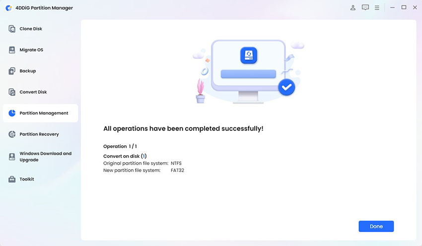 convert NTFS to FAT32 without losing data