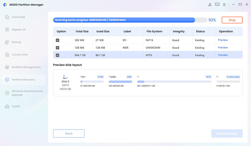 recover deleted partition