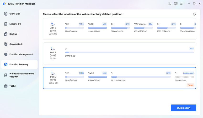 quick scan partition