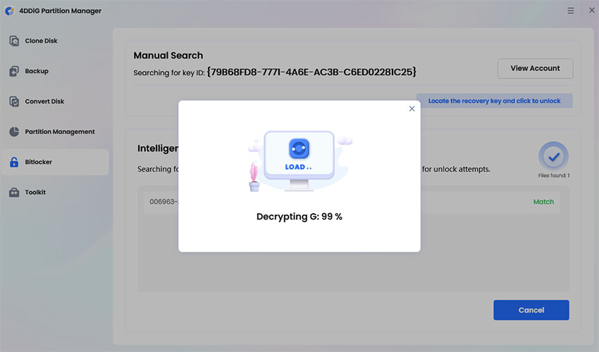 disable bitlocker with 4ddig partition manager