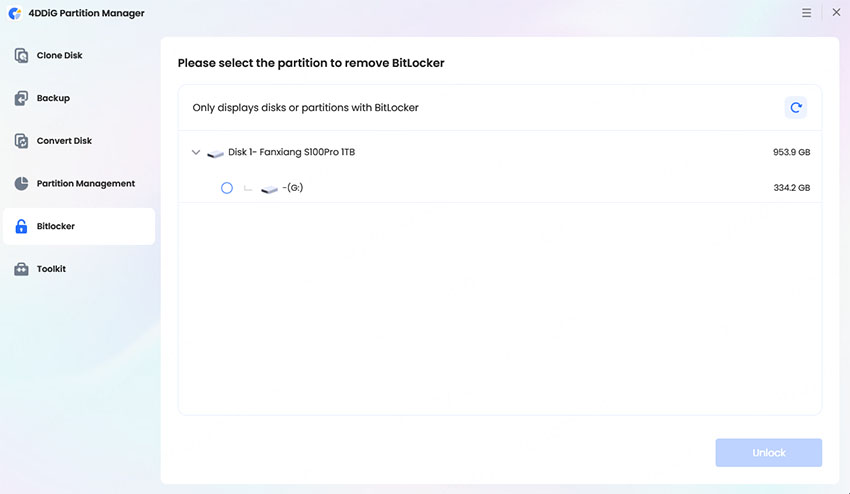 select locked disk winpe